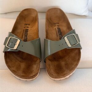 Birkenstock Madrid Olive Slide Sandals with Buckle